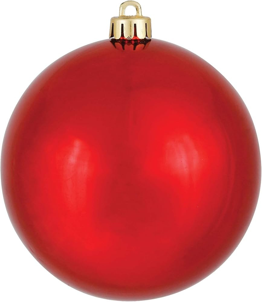 Vickerman 8" Red Shiny Ball Ornament - Red - Holiday Decorations - Red Christmas Decorations - UV... | Amazon (US)