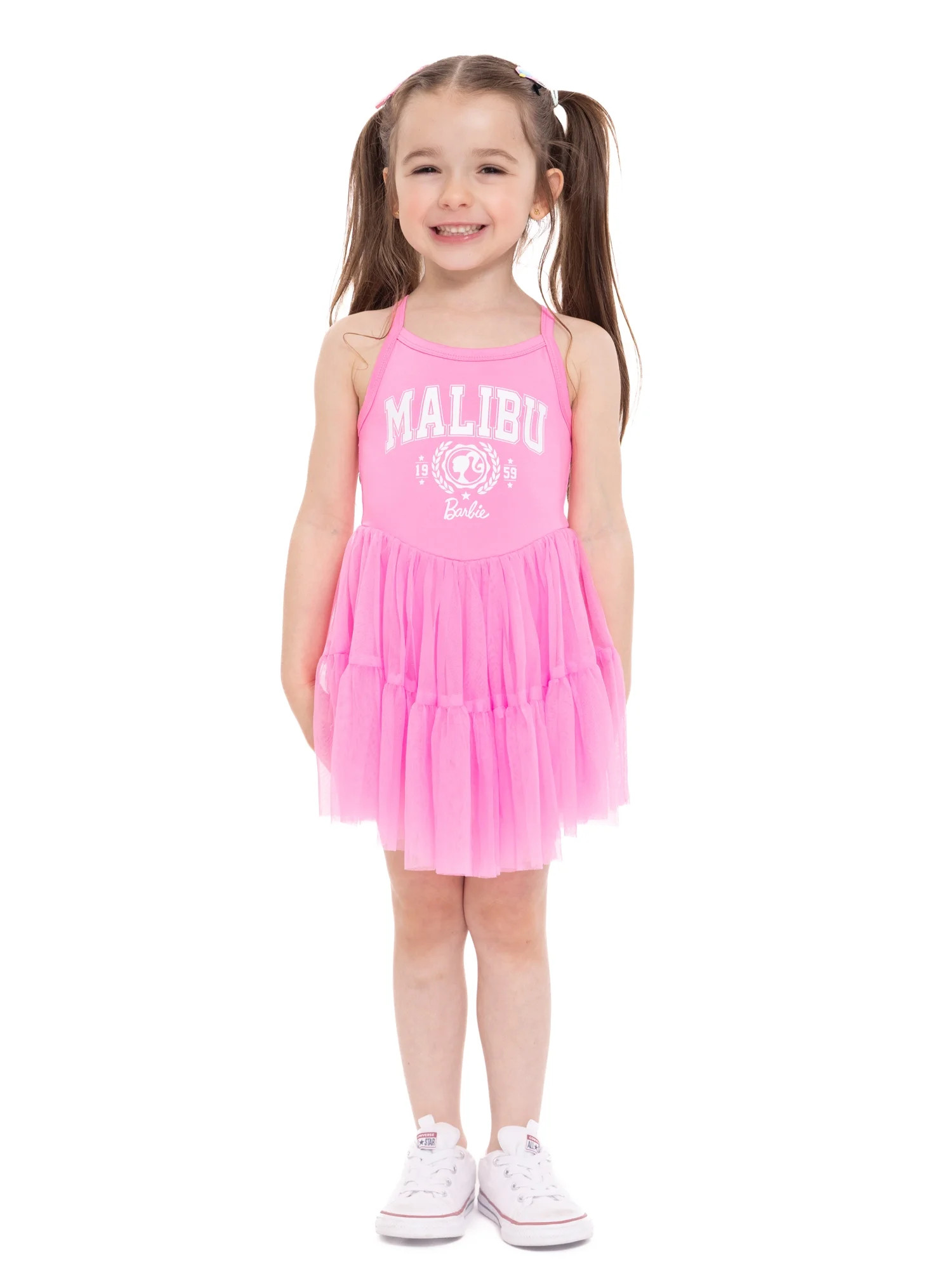 Barbie Toddler Girl Sleeveless Graphic Tulle Skirted Romper, Sizes 12 Months-5T - Walmart.com | Walmart (US)