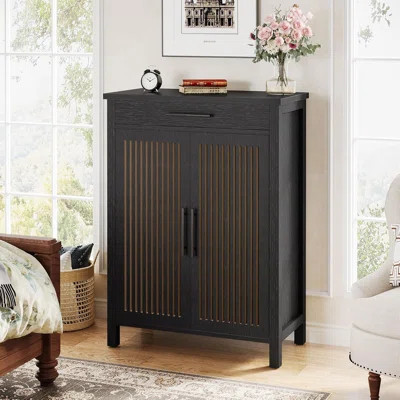 5-Tier Shoe Storage Cabinet With Doors And Drawer, Wooden Shoe Rack Organizer | Wayfair North America