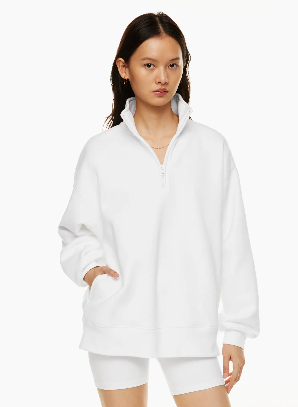 COZY FLEECE BOYFRIEND 1/4 ZIP SWEATSHIRT | Aritzia