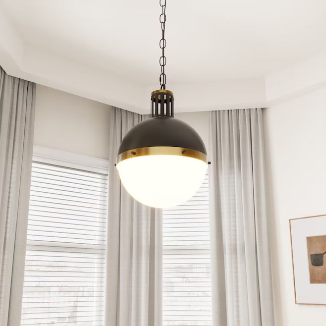 Aiwen Black Industrial White Glass Globe Led Cfl Hanging Pendant Light | Lowe's