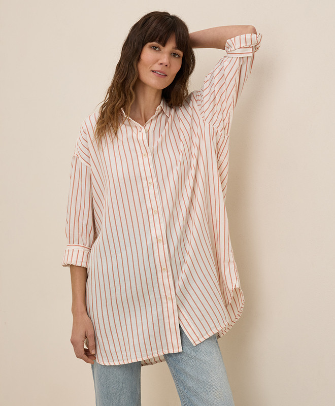 Women’s Sunset Lightweight Cotton Oversized Shirt made with Organic Cotton | Pact | Pact Apparel