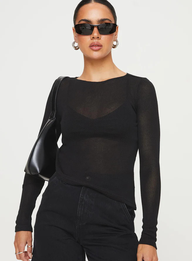 Pratt Long Sleeve Top Black | Princess Polly US