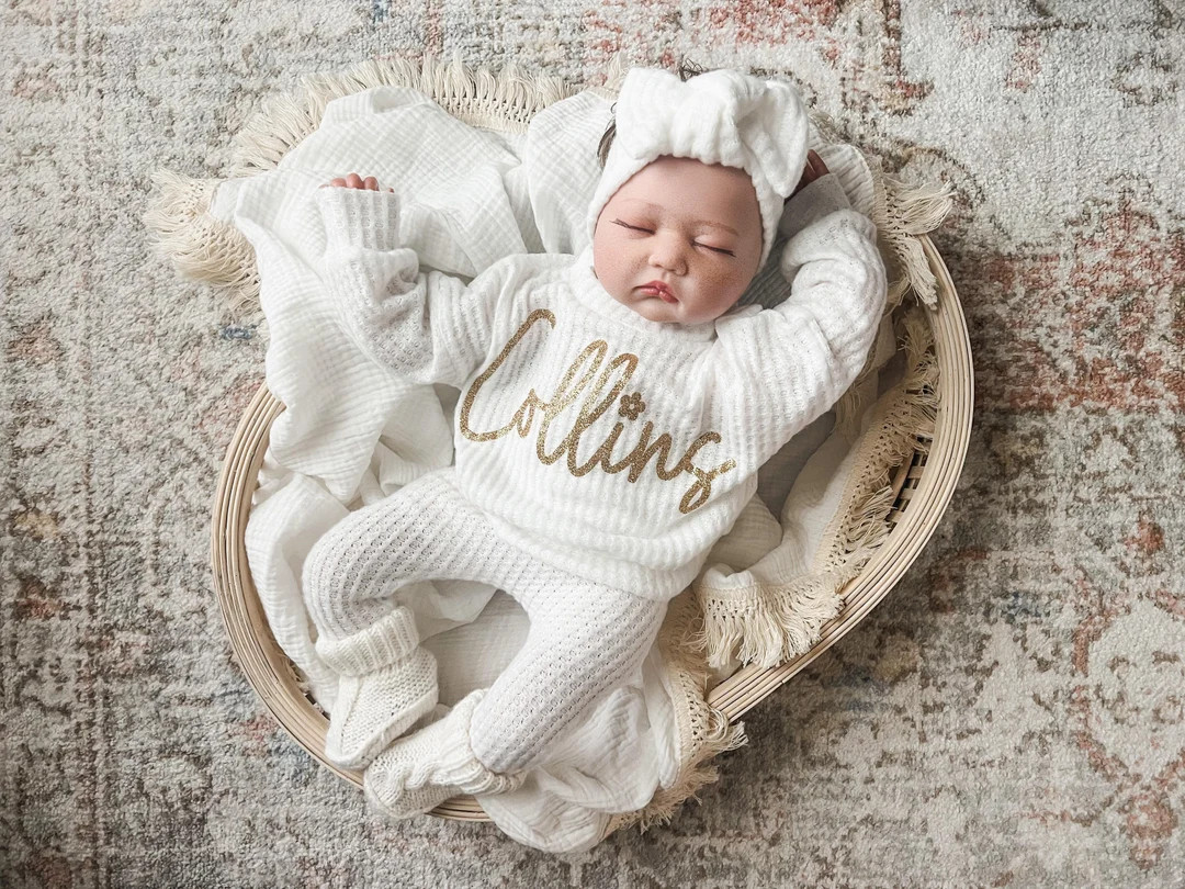 Handmade Baby Girl Outfit / Oversized Sweater Daisy Ivory - Etsy | Etsy (US)