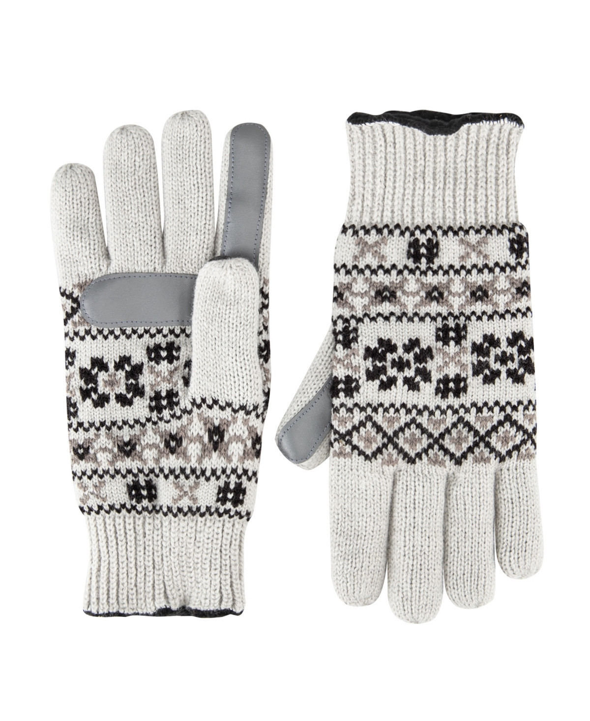 Isotoner Women's Nordic Fair Isle Knit Touchscreen Gloves - Light Gray | Macy's