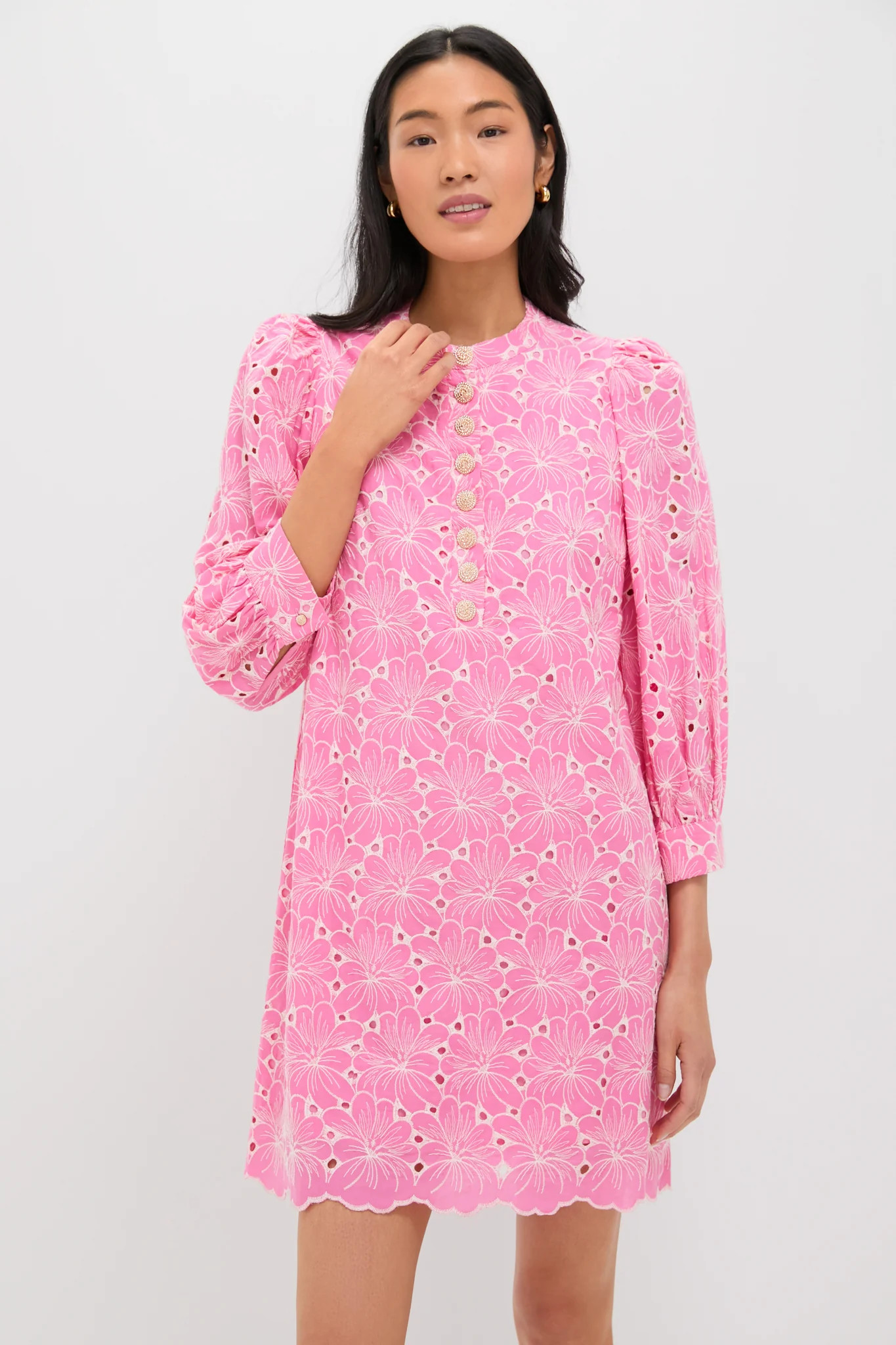 Pink Floral Eyelet Samantha Dress | Tuckernuck (US)