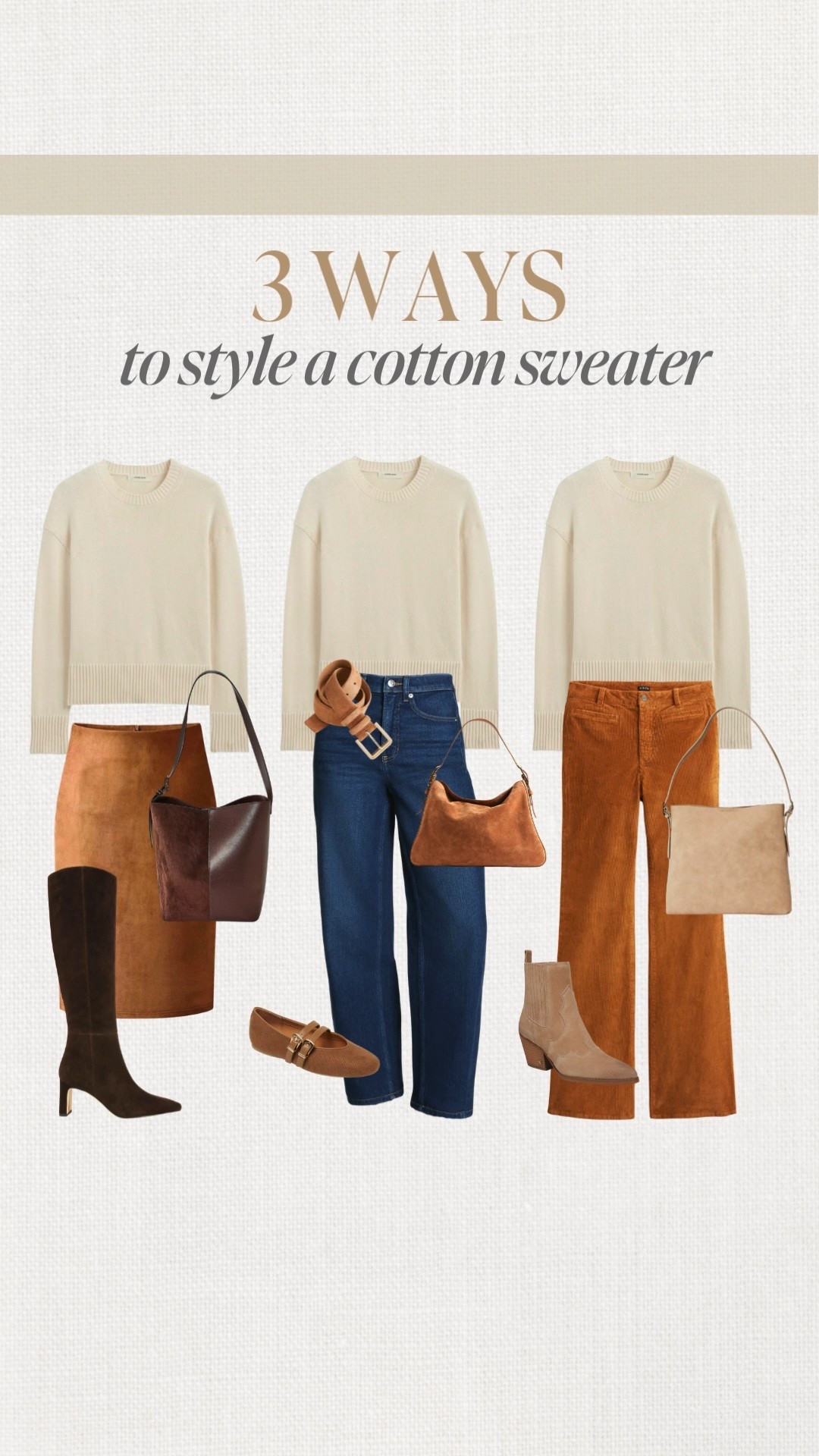 Three ways to style a cotton sweater 🙌🏻🙌🏻



#LTKFindsUnder100 #LTKStyleTip #LTKSeasonal