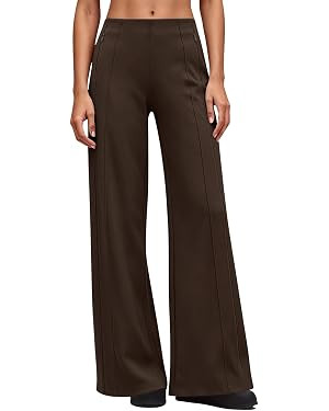 QINSEN Women's Wide Leg Yoga Pants High Waisted Zipper Pockets Stretchy Palazzo Pants with Drawst... | Amazon (US)