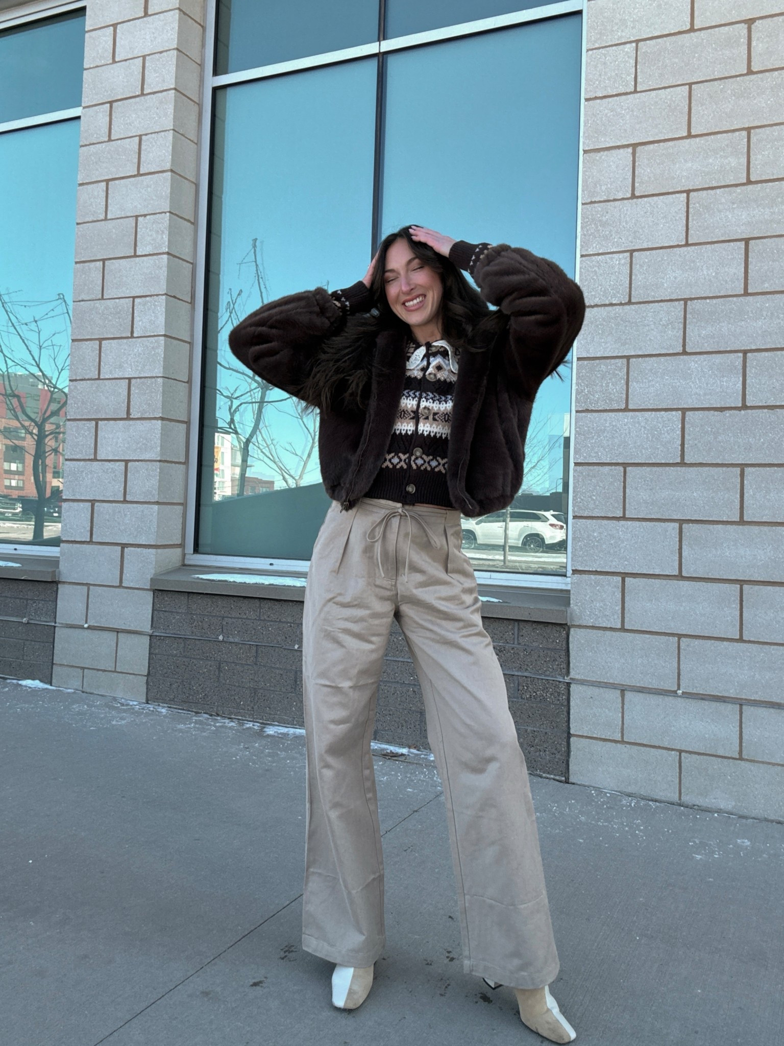 Khaki pants, lulus, cardigan, faux fur jacket, brown fur jacket, stripped sweater, lulus outfit 

#LTKSaleAlert #LTKWorkwear #LTKootd