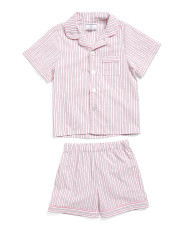 Girls Blush Boulevard Twill Short Sleeve Pajama Shirt And Shorts Set | Baby Girls (0-24m) | Marsh... | Marshalls