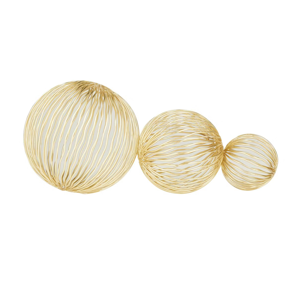 Set of 3 Metal Geometric Sculpture Gold – CosmoLiving by Cosmopolitan: Iron, Contemporary Style... | Target