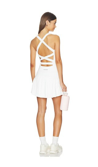 Gold Hinge Criss Cross Back Dress in White. - size L | Revolve Clothing (Global)