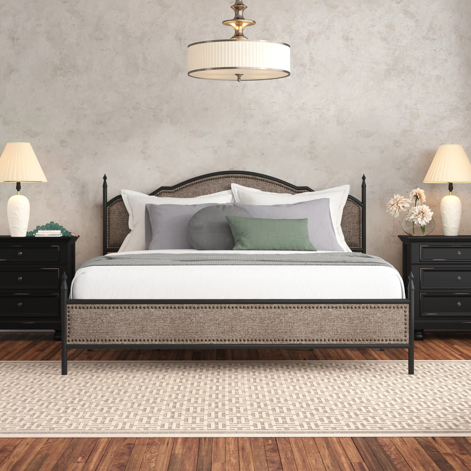 Alaja Upholstered Platform Metal Four Poster Bed | Wayfair North America