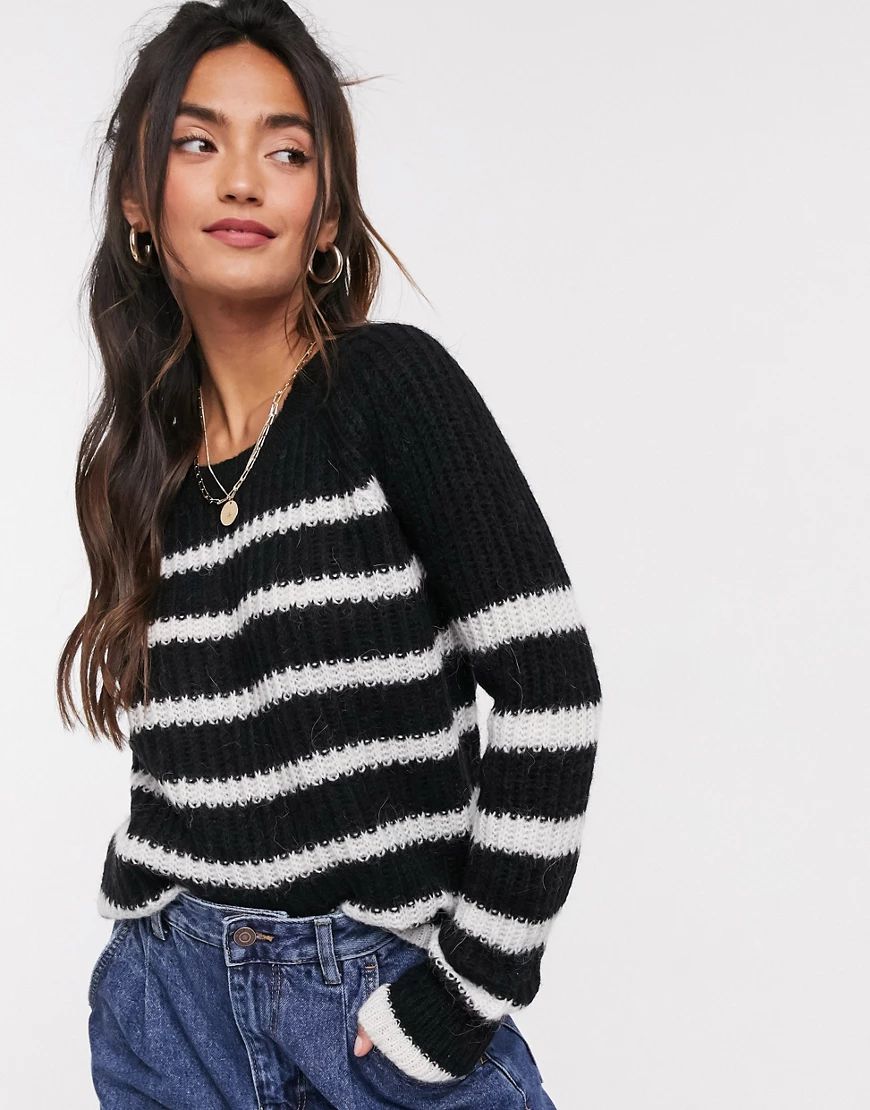 Superdry Mylee Black and White Stripe Knitted Sweater | ASOS (Global)