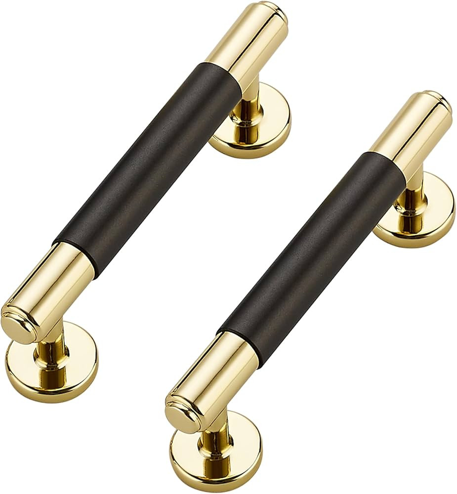 JOY DECOR 10 Pack Round T-bar 3 Inch Hole Center Solid Cabinet Handles Gray-Gold Pulls Round-Bott... | Amazon (US)