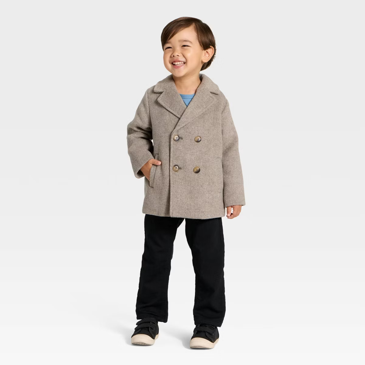 Toddler Boys' Faux Wool Pea Coat - Cat & Jack™ Gray | Target
