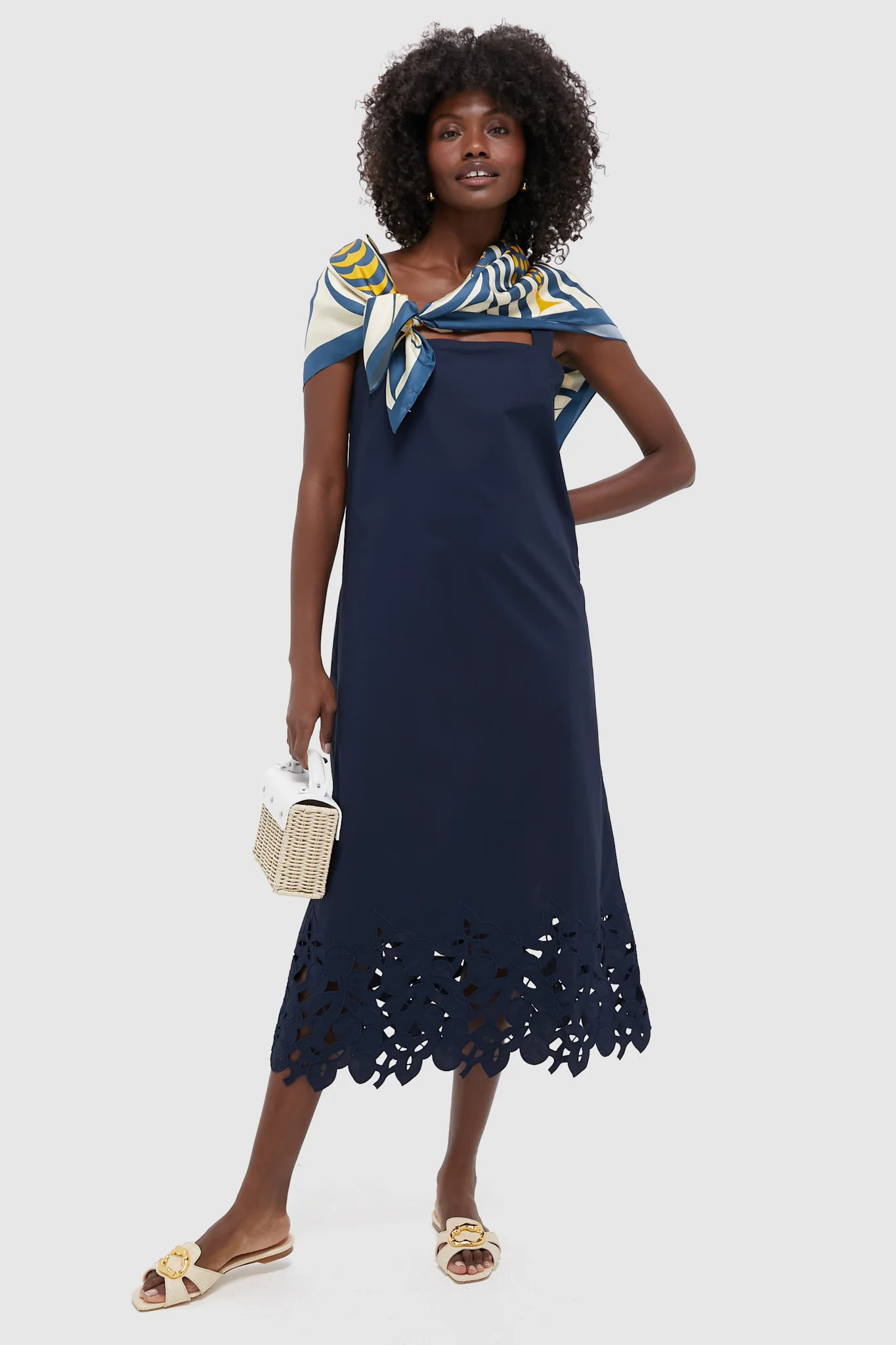 Navy Cotton Eyelet Moria Dress | Tuckernuck (US)