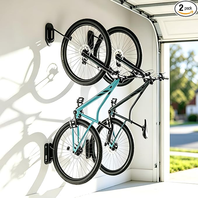 Swivel Bike Wall Mount, Heavy Duty Vertical Bike Rack with Fixed Hooks for Garage Storage, Wall M... | Amazon (US)