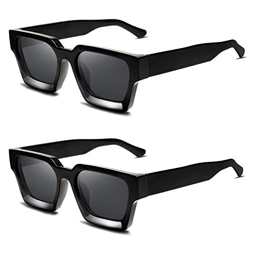 VANLINKER Black Thick Square Sunglasses for Men Women Retro Chunky Rectangle Glasses UV400 Protection VL9731 | Amazon (US)