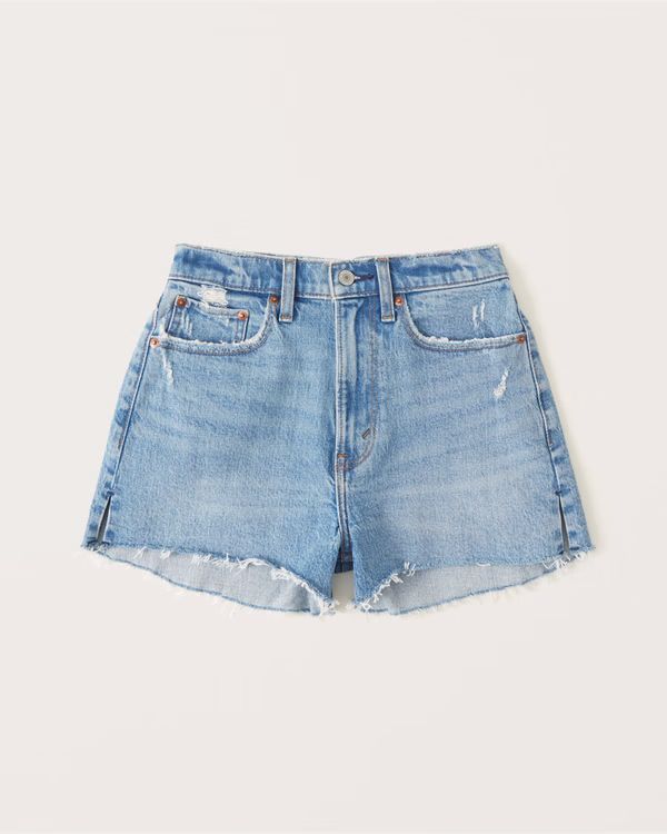 Women's Curve Love High Rise Mom Shorts | Women's The A&F Getaway Shop | Abercrombie.com | Abercrombie & Fitch (US)