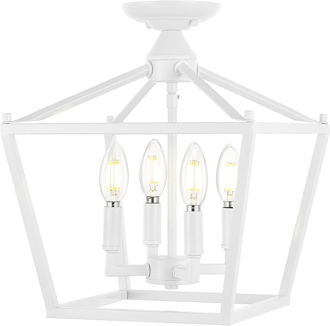 JONATHAN Y JYL7610E Plains Mini Lantern 12" 4-Light Iron Modern Farmhouse LED Flush Mount, Office... | Amazon (US)