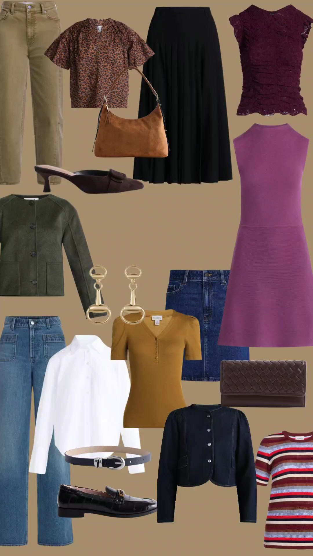 Walmart fall fashion. Affordable fashion. Womens outfits. Fall style. Outfit inspiration. Style inspiration. Leopard print skirt. Cropped jacket. Jacquard Tapestry skirt. Denim peplum top. Green midi dress. Barrel pants. Woven ballet flats. Flare denim. Cardigan. Ribbed sweater. Sweater dress. Wardrobe staples. Lace top. Mules. Cropped blazer. Horsebit earrings. Suede jacket 

 #LTKxWalmart #LTKSeasonal #LTKSaleAlert
