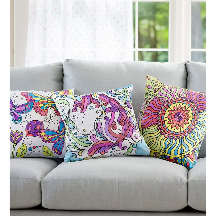 HearthSong Color Pops Color-Your-Own Pillow Kit for Kids, 15" sq. Pillow Cover, Pillow Insert, an... | Target