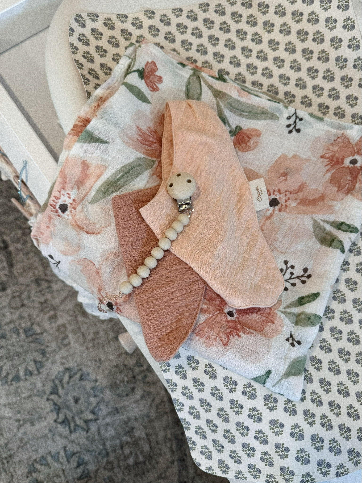 Nursery details! 
Prettiest swaddles and bibs! 

Nursery decor and baby essentials 

#LTKBaby #LTKFamily #LTKHome