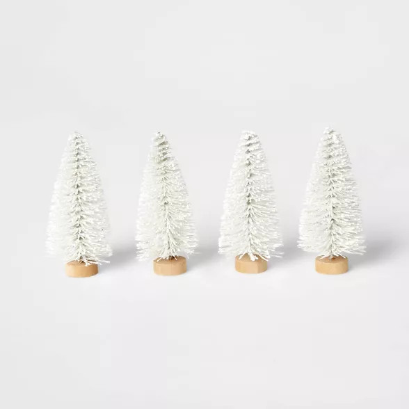 4pk Bottle Brush Tree Set White - Wondershop™ | Target