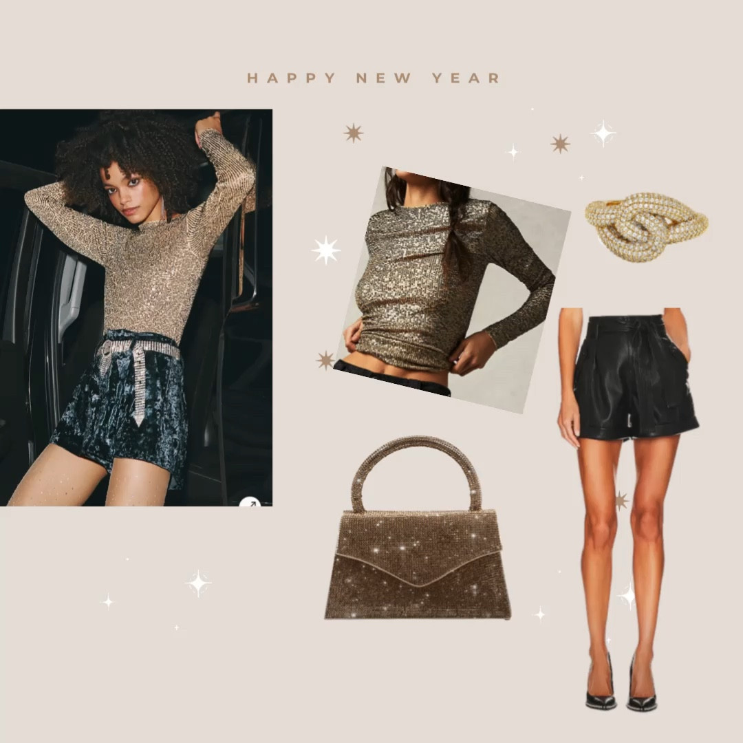 NYE Outfit Inspo: Faux leather shorts ✨ Pair this fun sequin top with your faux leather shorts for a fun NYE look🖤 
#newyears
#newyearsoutfit
#nyelooks


#LTKunder100 #LTKSeasonal #LTKstyletip