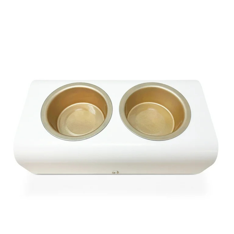 Beautiful Double Elevated Stainless Steel Pet Bowl, 4-Cup, Ivory by Drew Barrymore | Walmart (US)