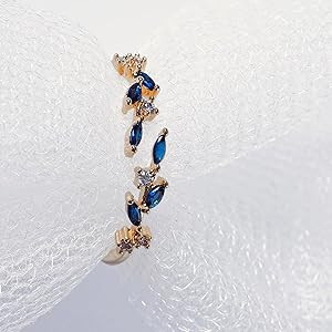 Trendy Open Leaf Ring for Women, Branch Leaves Band Stacking Finger Ring, 14K Gold Cubic Zirconia... | Amazon (US)