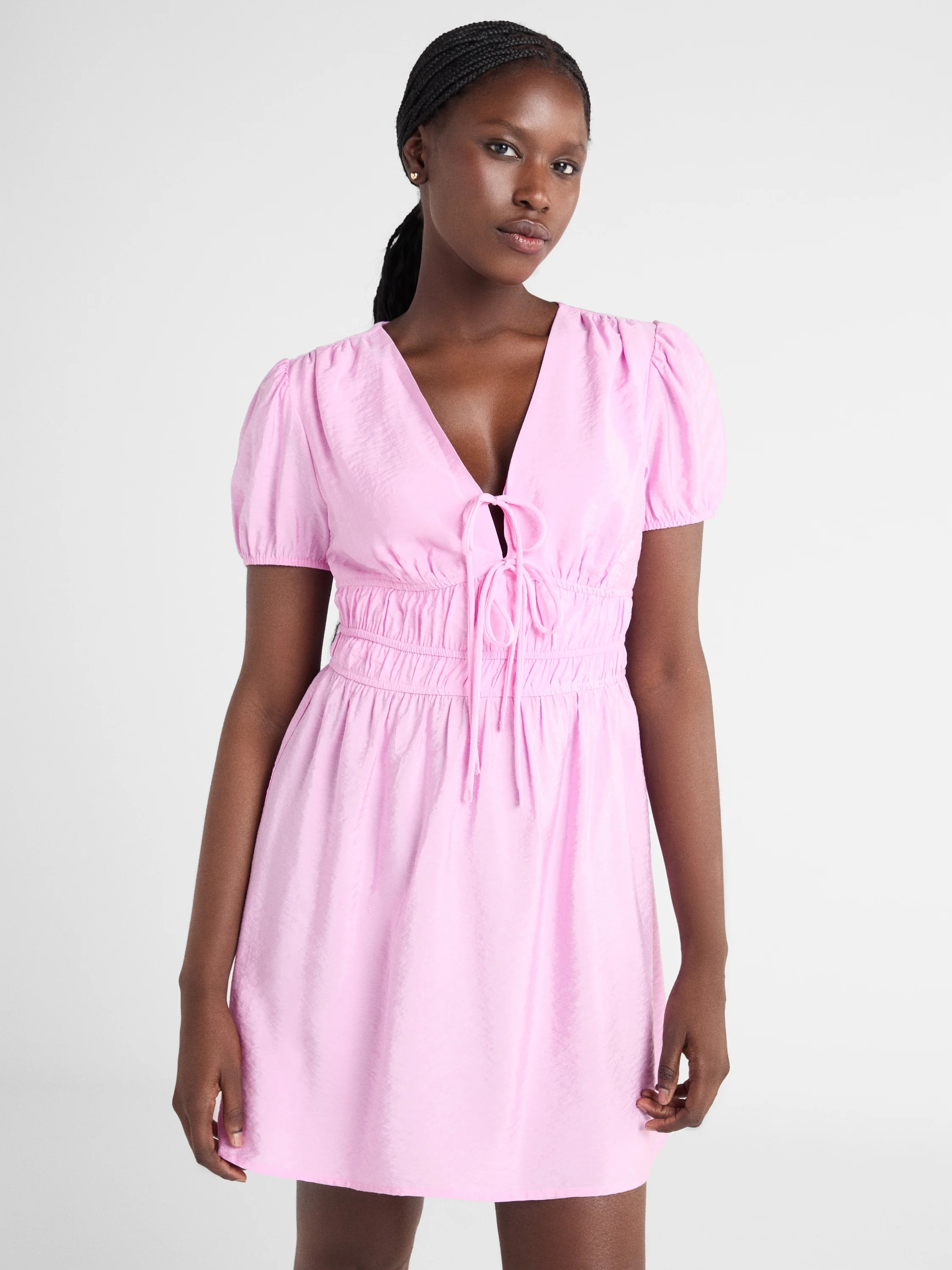 Scoop Women’s Mini Tie Dress with Puff Sleeves, Sizes XS-XXL | Walmart (US)