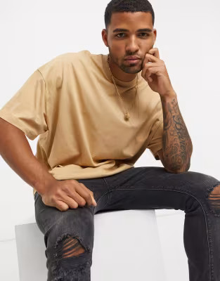 ASOS DESIGN oversized t-shirt in tan | ASOS (Global)