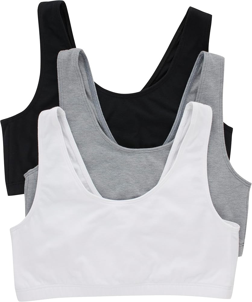Hanes Women's Pack, Cotton Scoopneck Bralette, Low-Impact Sports Bra, 3-Pack | Amazon (US)