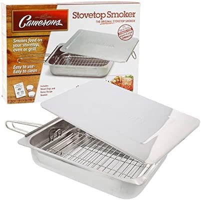 Camerons Large Stovetop Smoker w Wood Chips and Recipes - 11" x 15" x 3.5" Stainless Steel Smoker | Amazon (US)