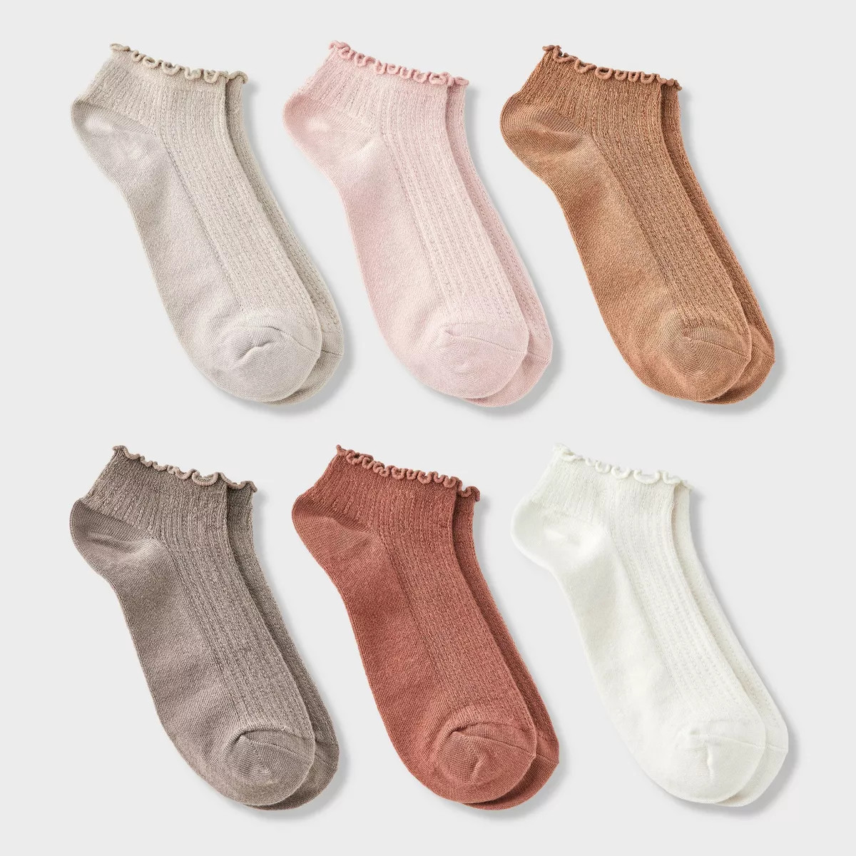 Women's Pointelle Lettuce Edge 6pk Low Cut Socks - A New Day™ 4-10 | Target