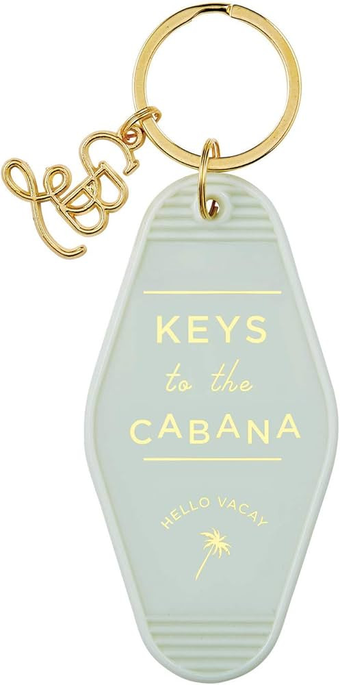 Santa Barbara Design Studio Keychain Lili + Delilah Small Gifts Vintage Motel Key Tag Key Ring, 3.5" Long, Cabana (Grey) | Amazon (US)