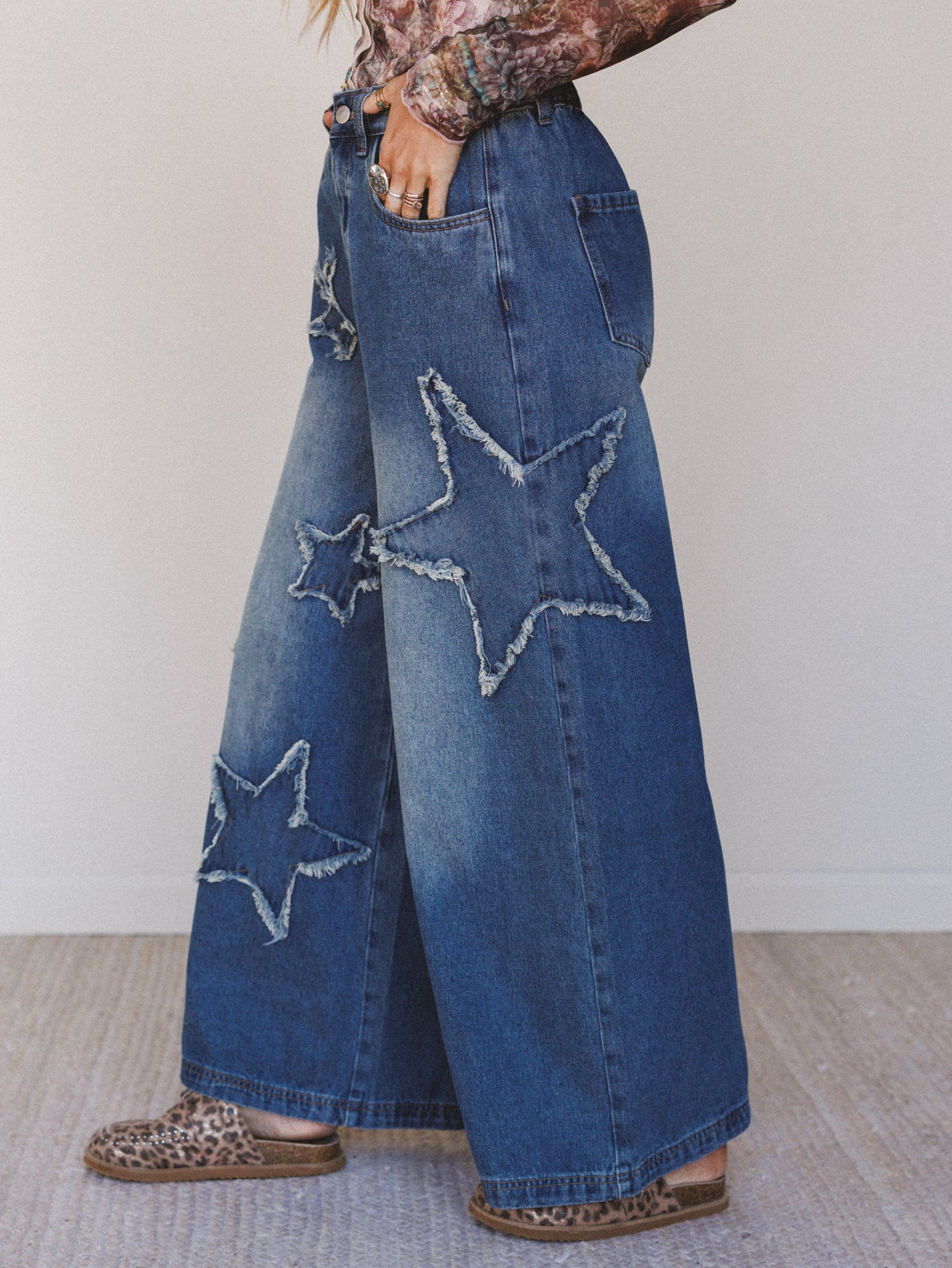 Star Child Wide Leg Jeans - Denim | Three Bird Nest