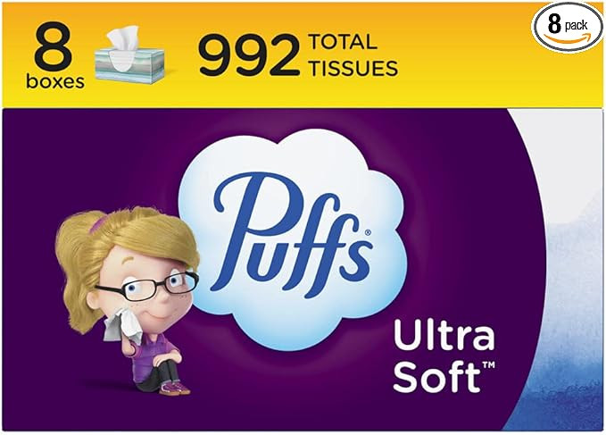 Puffs Ultra Soft Non-Lotion Facial Tissue, 8 Family Boxes, 124 Facial Tissues per Box | Amazon (US)