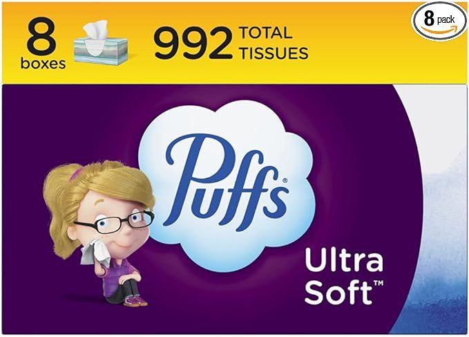 Puffs Ultra Soft Non-Lotion Facial Tissue, 8 Family Boxes, 124 Facial Tissues per Box | Amazon (US)