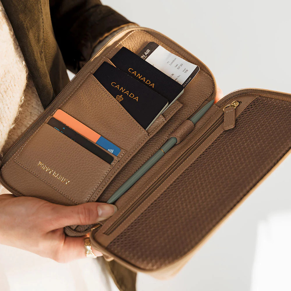 The Flying Solo Passport Holder Biscotti Micro Pebble | Poppy Barley