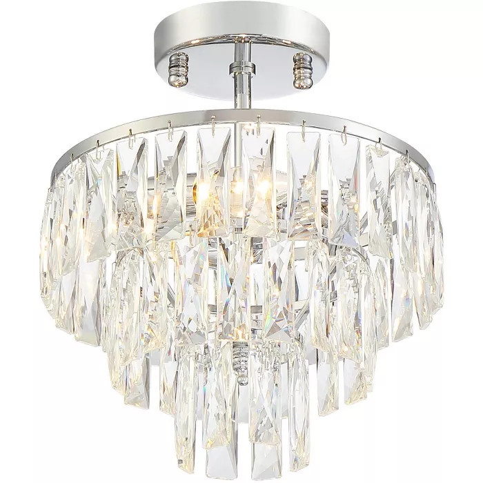 Vienna Full Spectrum Modern Ceiling Light Semi Flush Mount Fixture Chrome 11" Wide Crystal for Be... | Target