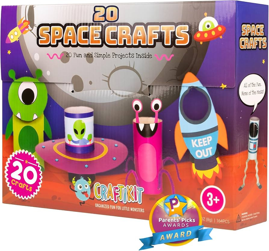Craftikit® 20 Award-Winning Space Arts and Crafts for Kids - 20 Simple All-Inclusive Fun Toddler... | Amazon (US)