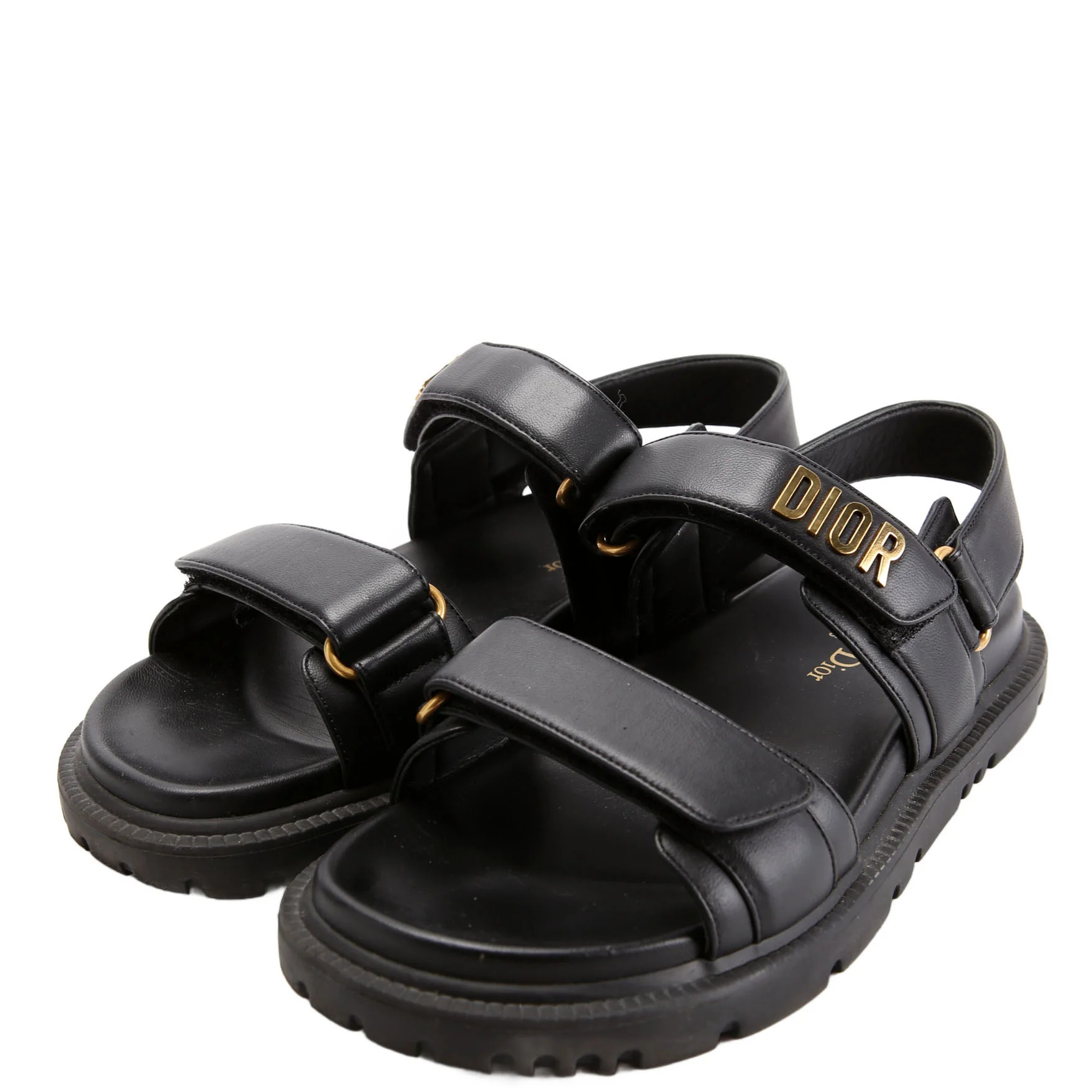 Dioract Leather Sandals Size 37.5 Black | Keeks Designer Handbags