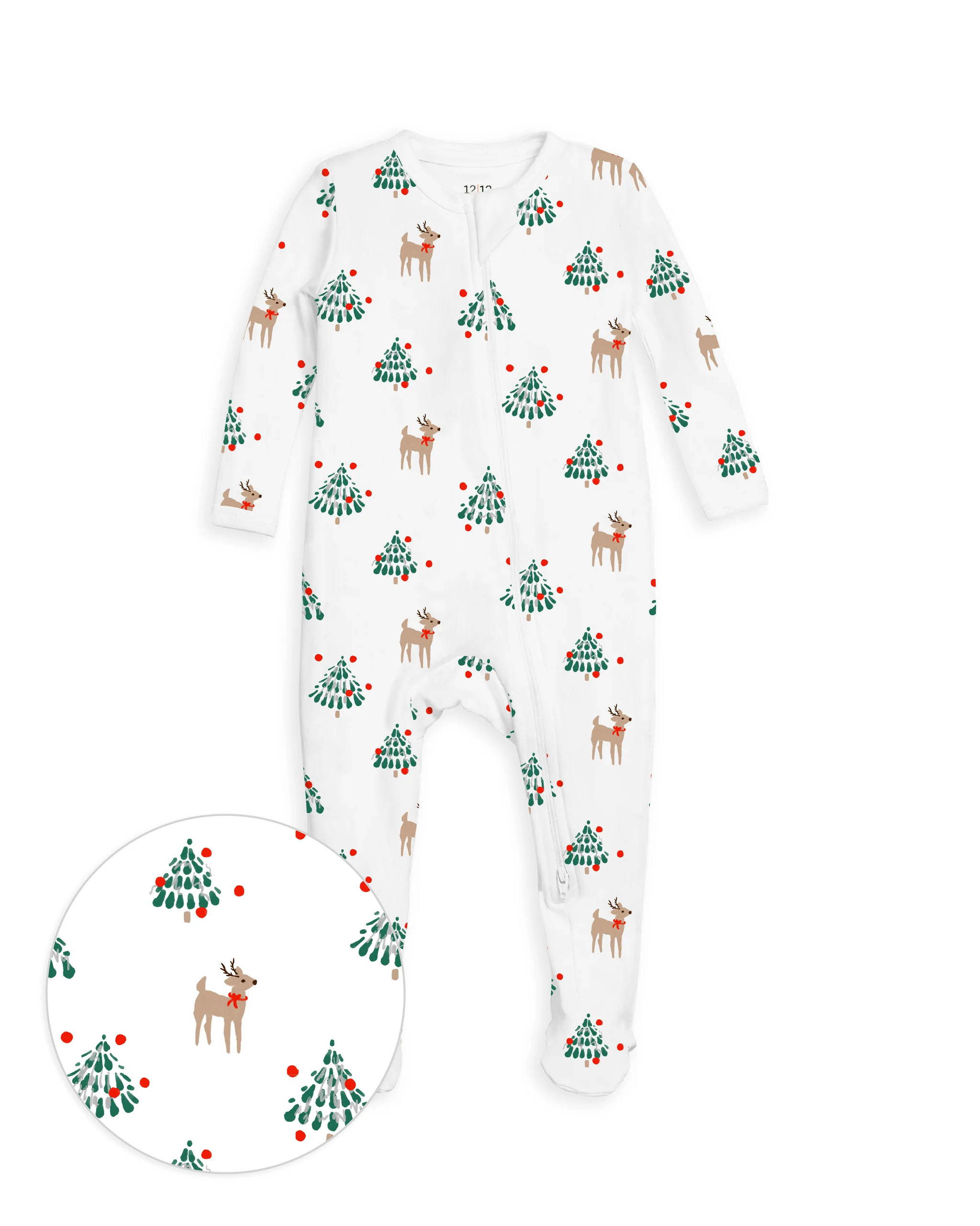 The Organic Zipper Footie [Tinsel Trees] | 1212