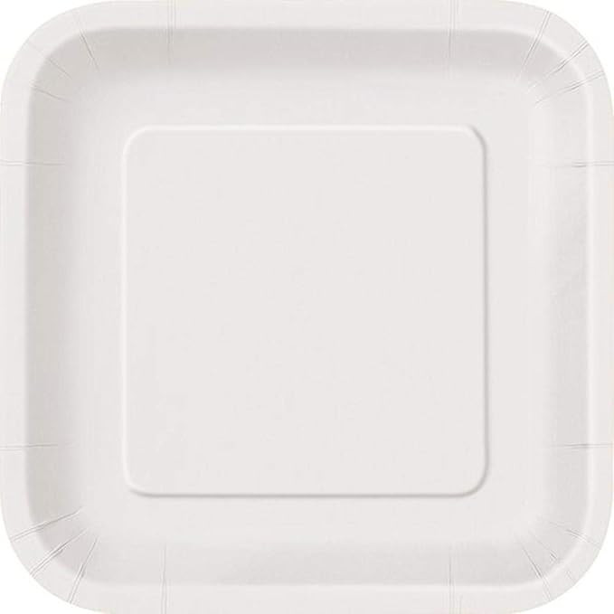 White Square Disposable Paper Dessert Plates - 7'', 16 Pieces - Perfect for Parties, Weddings, Ho... | Amazon (US)