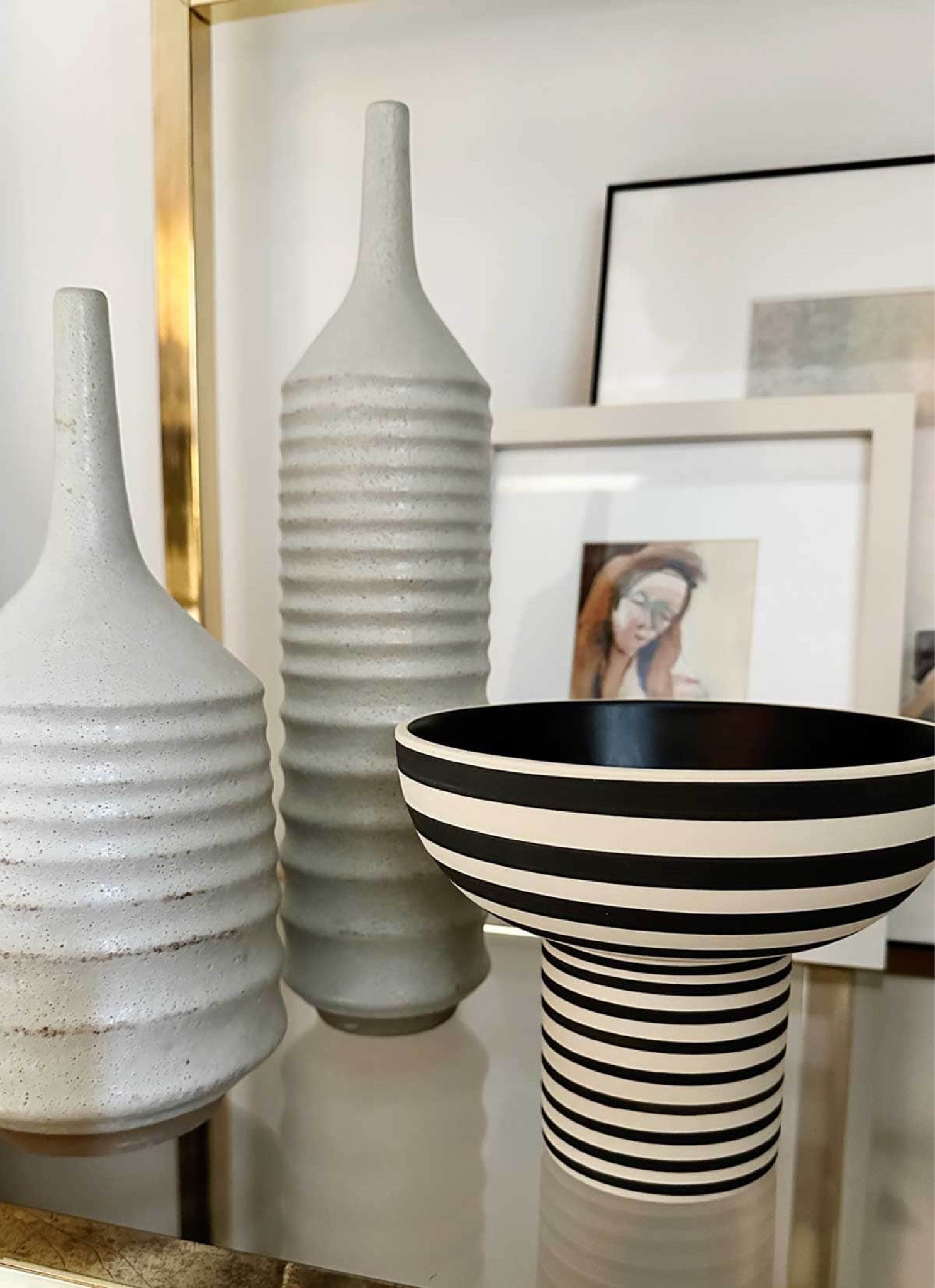
This modern black and white stripe pedestal bowl vase caught my eye at the Wayfair store in Chicago. You can find it online. 

@wayfair #wayfair #wayfairpartner 

Modern living room decor on a budget, black and white vase, modern organic vase 

#LTKHome #LTKFallSale #LTKFindsUnder50