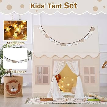 Wilwolfer Play Tent with Lights, Cloth Banners- Kids Play Tent Indoor - Toddlers Play Tent with W... | Amazon (UK)