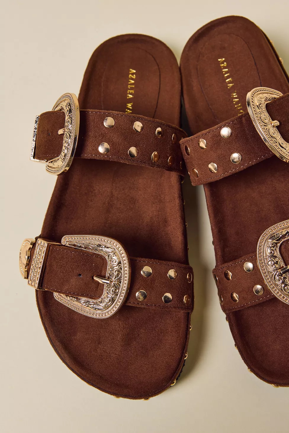 Azalea Wang Tegan Western Buckle Slide Sandals | Urban Outfitters (US and RoW)